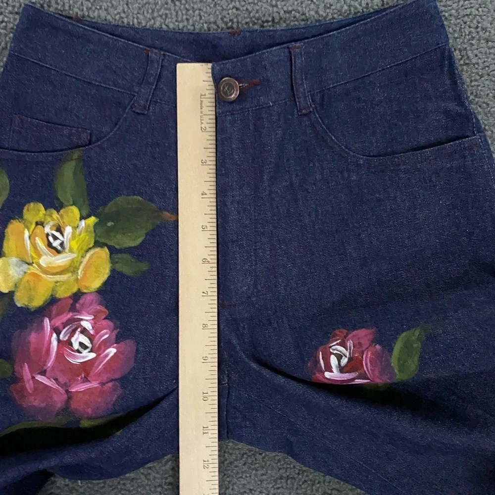 Vintage Y2K Mandalay Jeans size 4 Flare Bootcut Hand Painted Flowers Boho NEW - Picture 9 of 12